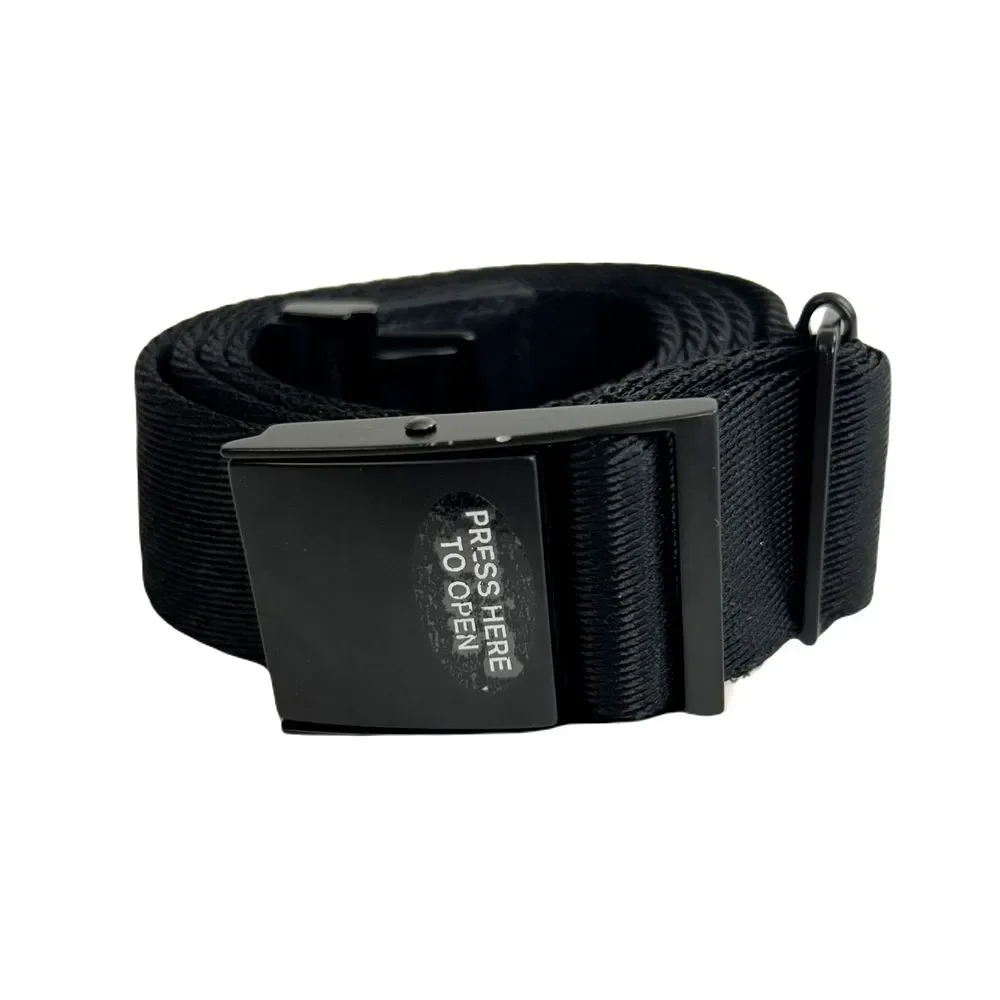 Kenneth Cole‎ Reaction Adjustable Web Belt Mens One Size Black Leather Trim